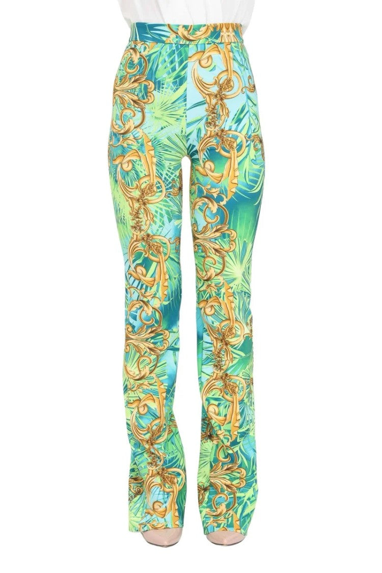 S#It Tropical Print Trousers With Baroque Accents