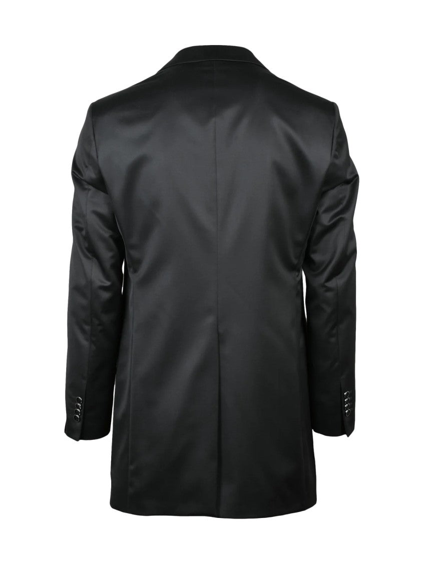 Luigi Bianchi Tailored Black Wool-Polyester Jacket With Classic Notch Lapel