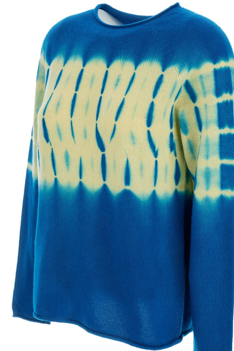 Suzusan Shibori-Effect Cashmere Crew Neck Pullover