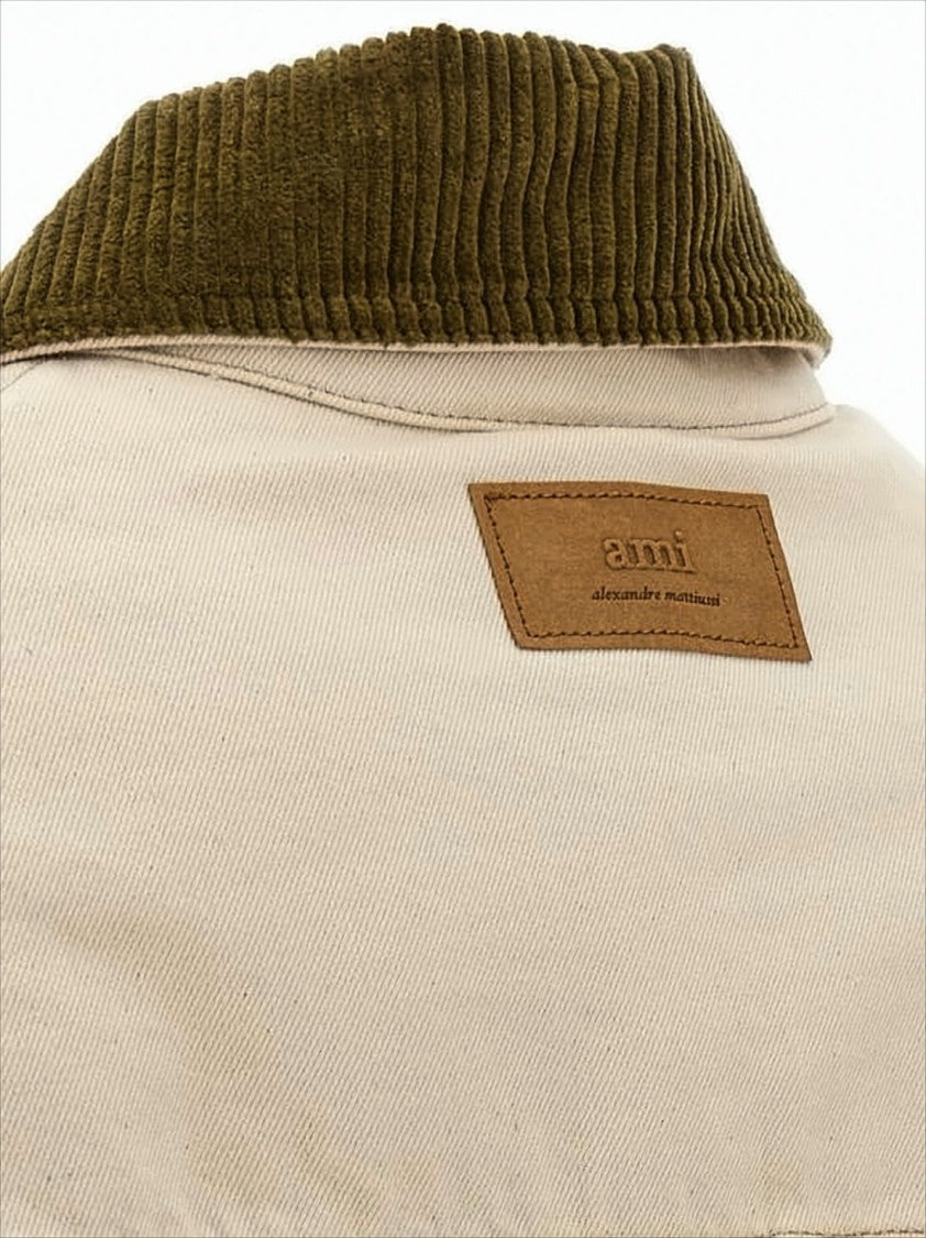 Ami Paris Boxy Beige Canvas Jacket