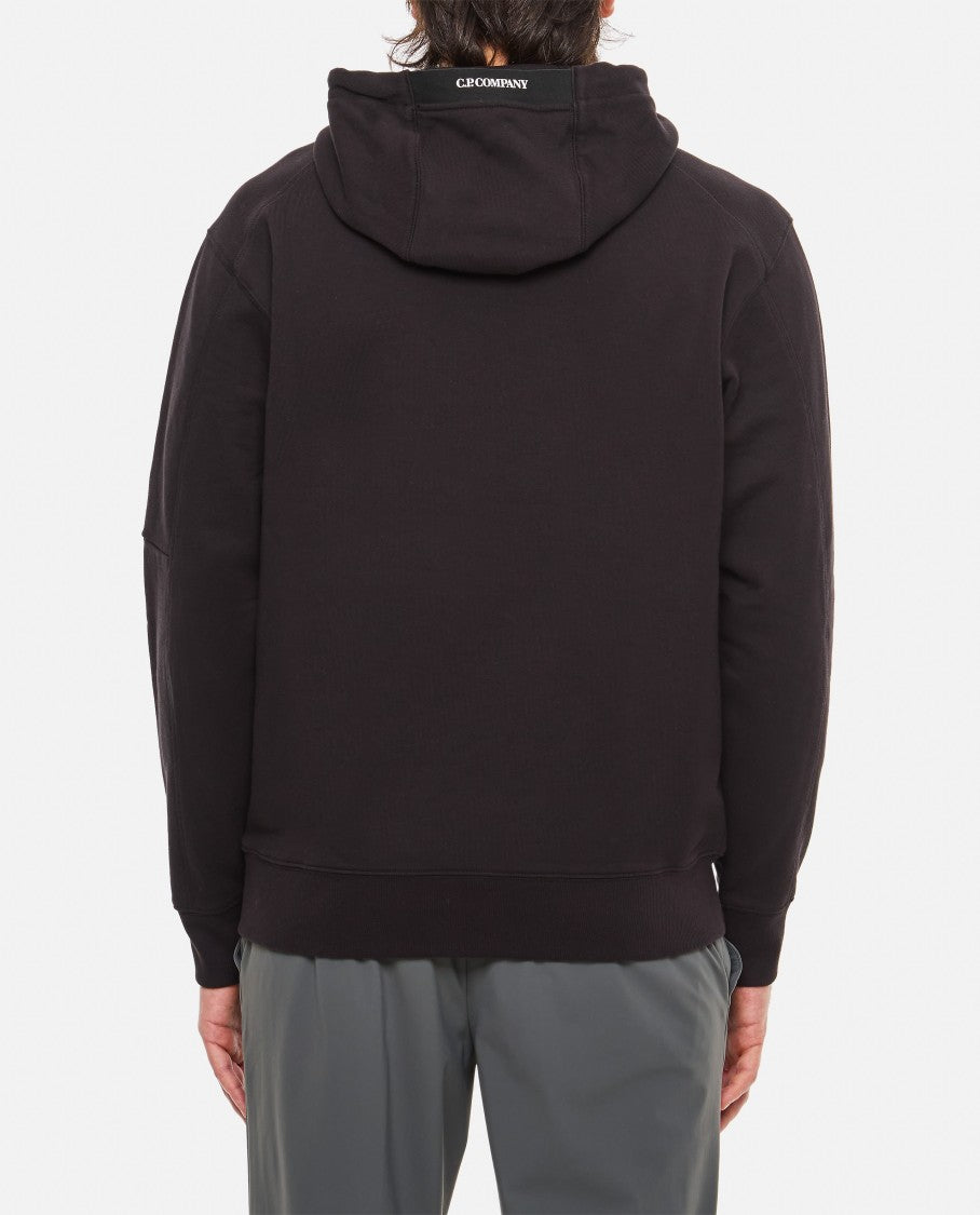 C.P. Company Black Hoodie With Logo Lens