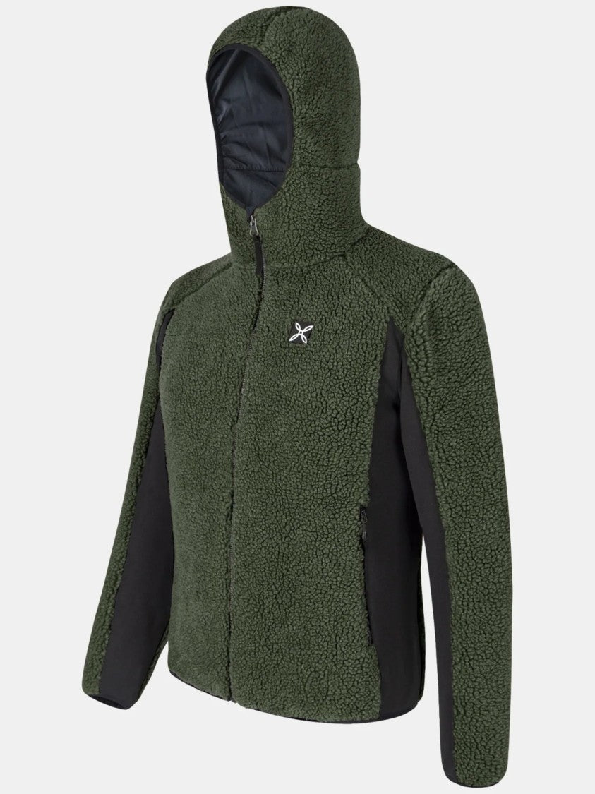 Montura Deep Green Sherpa Fleece Jacket With Black Panels