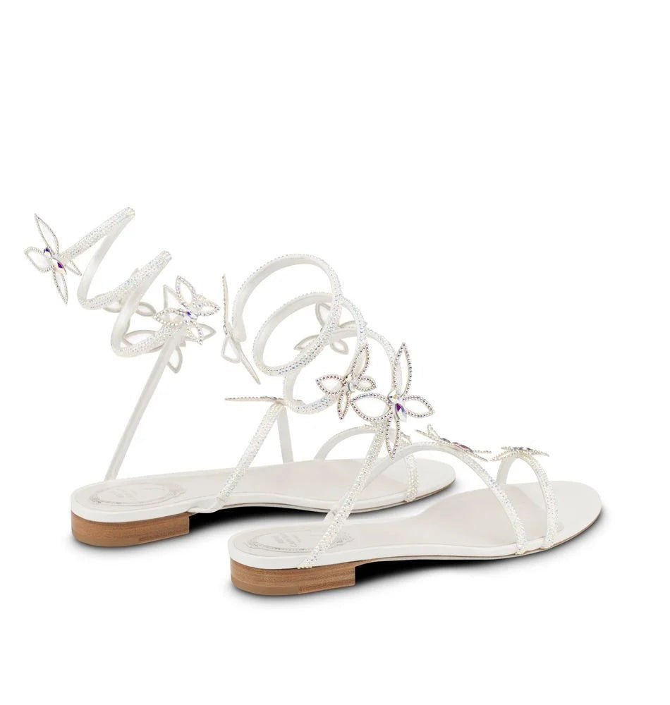 René Caovilla Butterfly Crystal Ivory Sandal