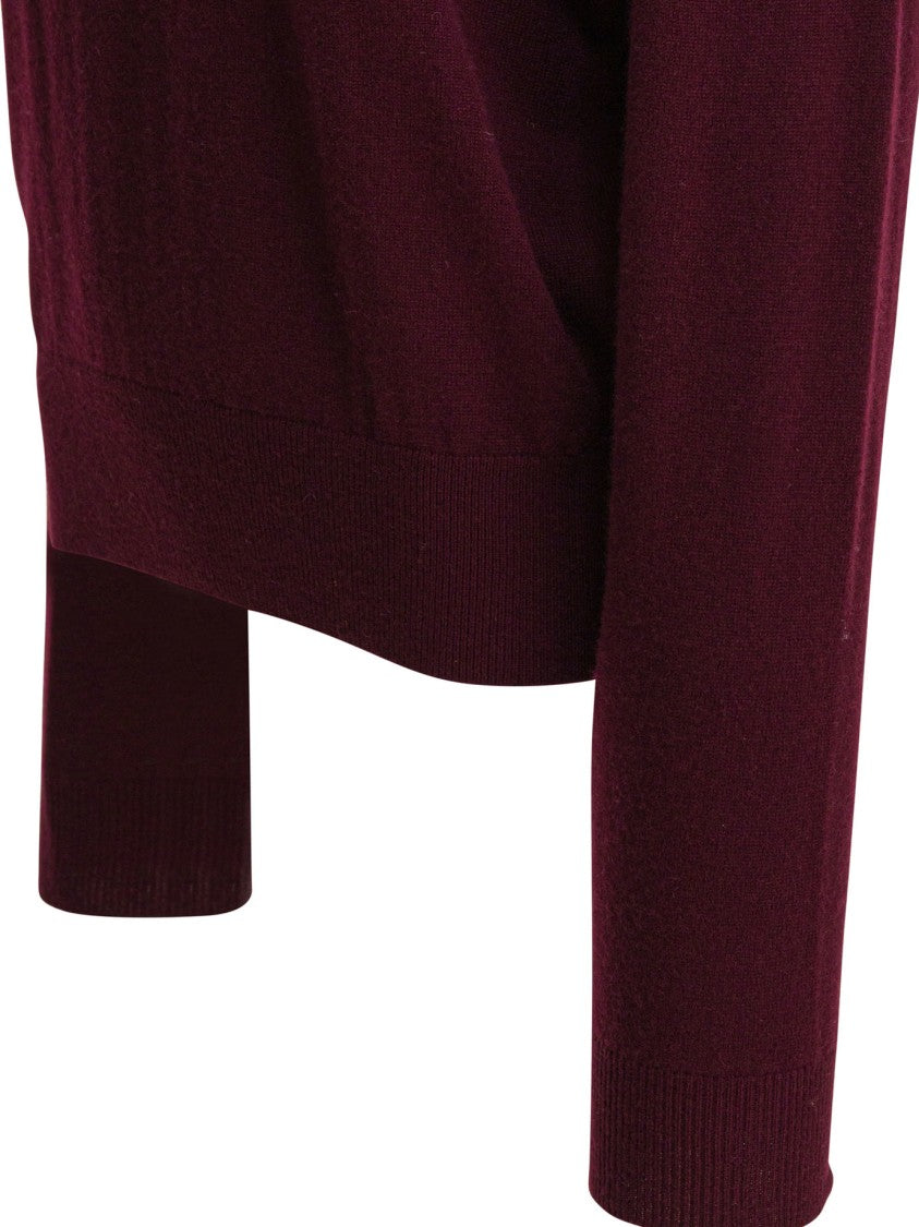 Pinko Bordeaux Wool-Cashmere Blend Knitwear With Logo