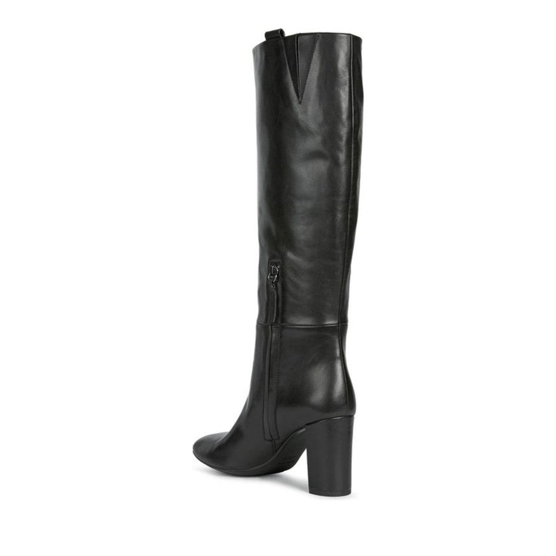 Geox Pheby 80 Black Block Heel Leather Boots