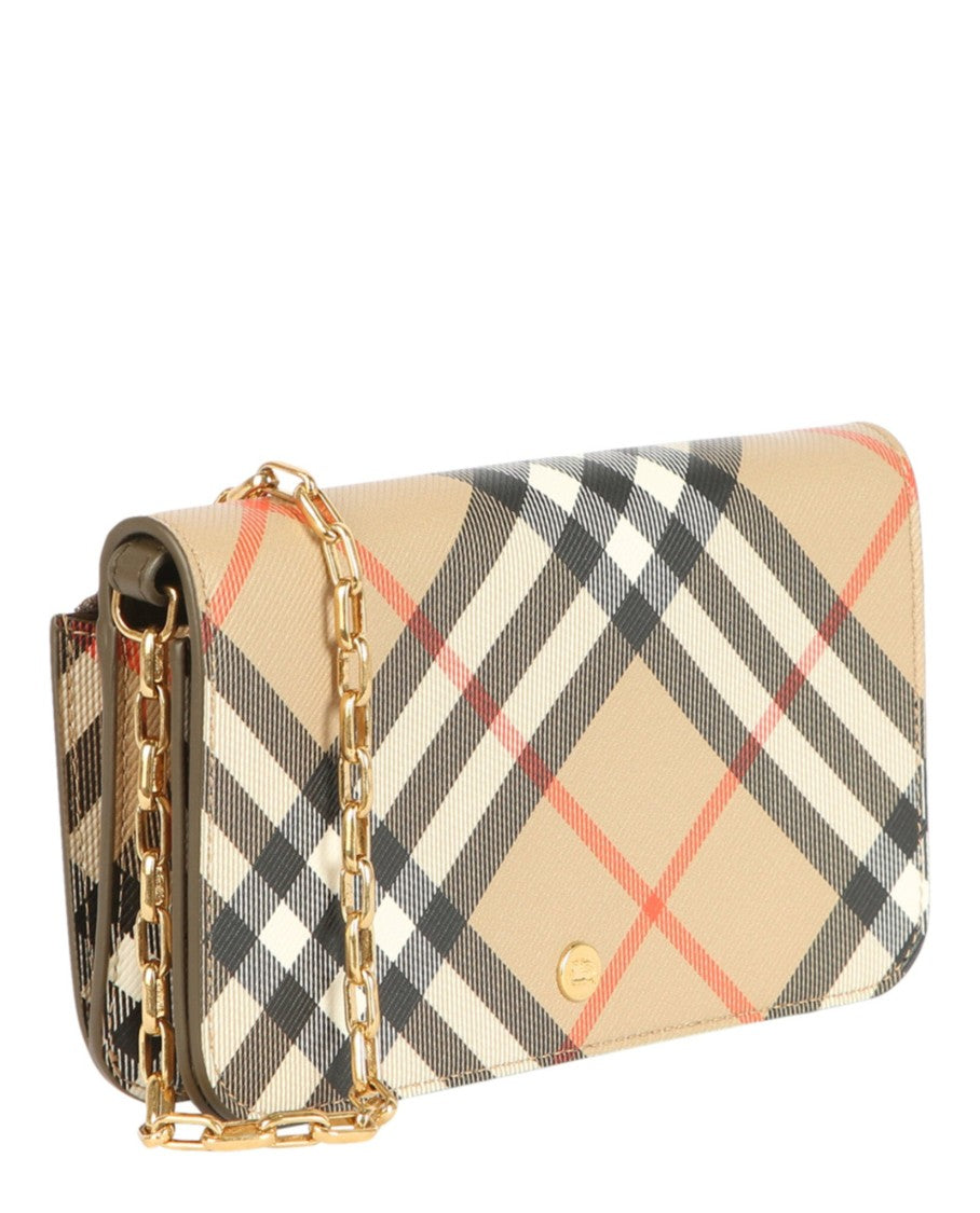 Burberry Ls Large Check Chain Strap Wallet