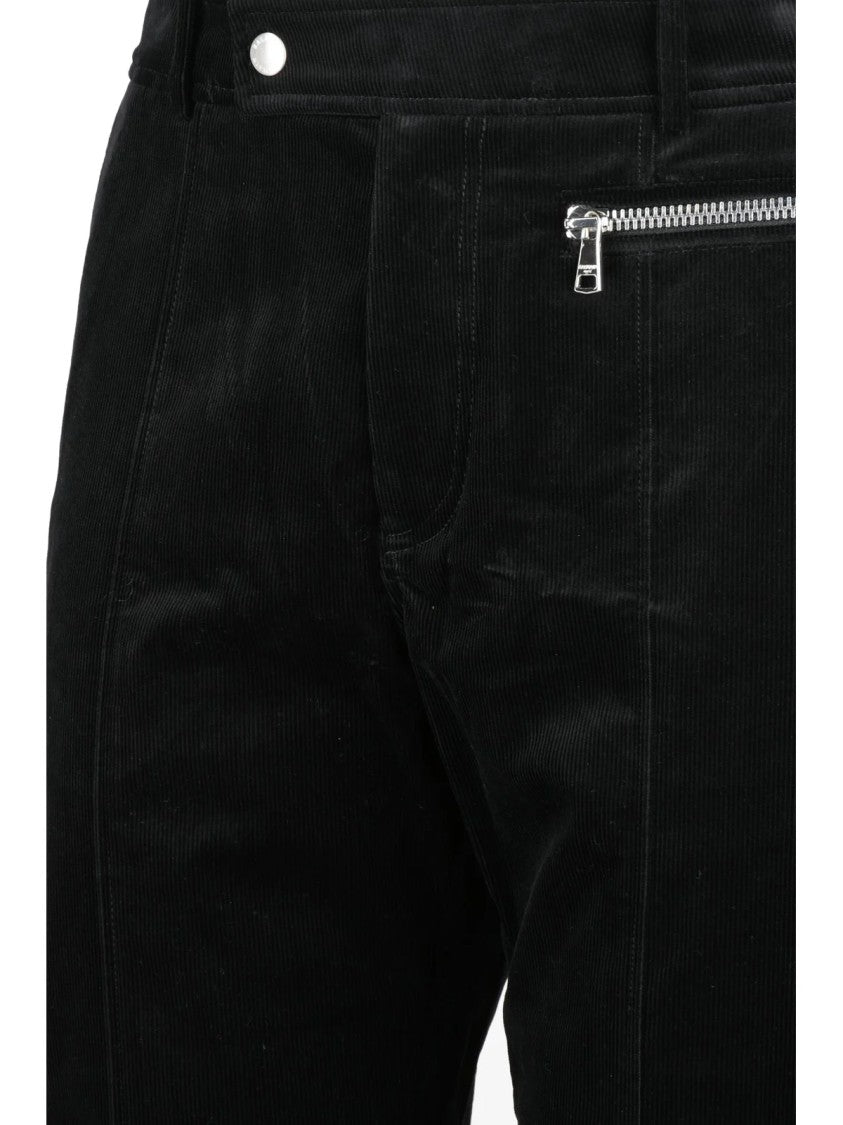 Balmain Tailored Black Velvet Trousers With Zip Closure And Pocket Detail