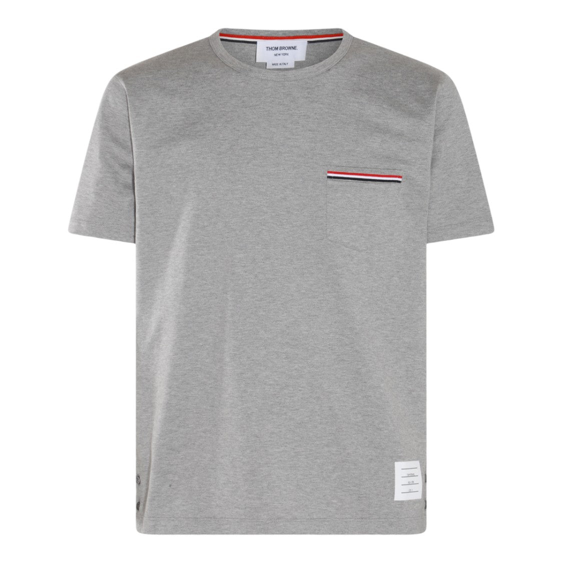 Thom Browne Short-Sleeve Crew Neck T-Shirt With Tricolor Details