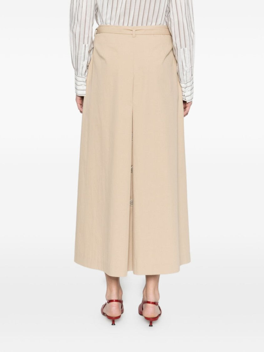 Peserico Beige Midi Skirt With Wrap Design And Side Buckle Closure