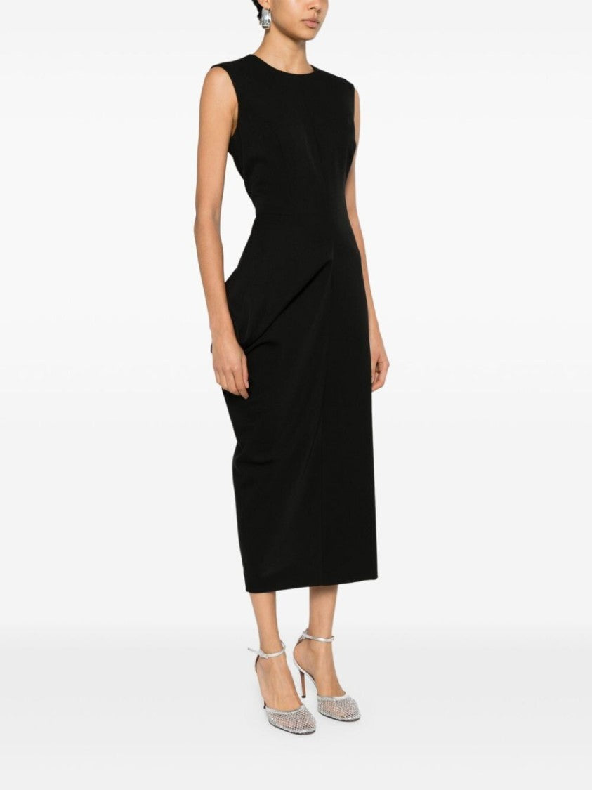 Alexander Mcqueen Fitted Black Wool Day Dress