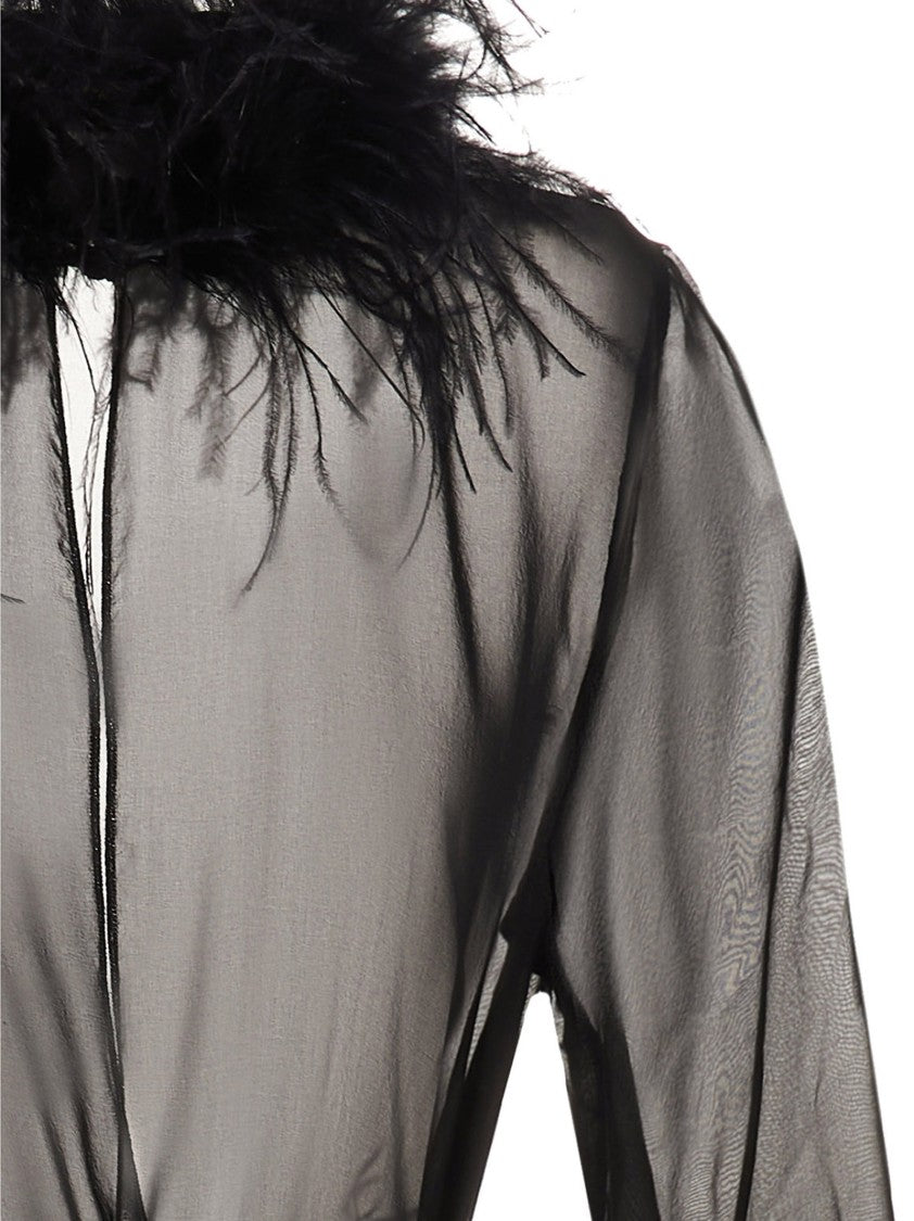 Oséree Feather Silk Dressing Gown