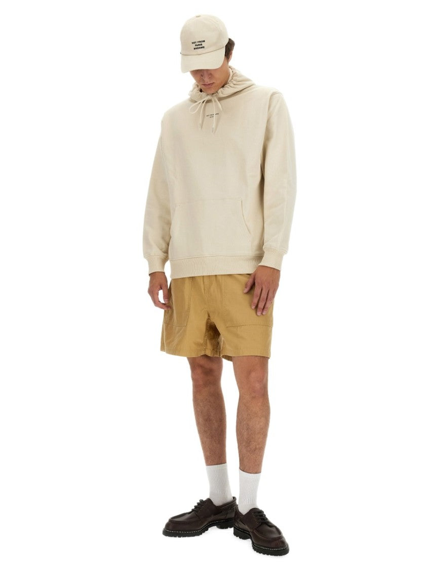 Drôle De Monsieur Neutrals Kangaroo Pocket Cotton Hoodie