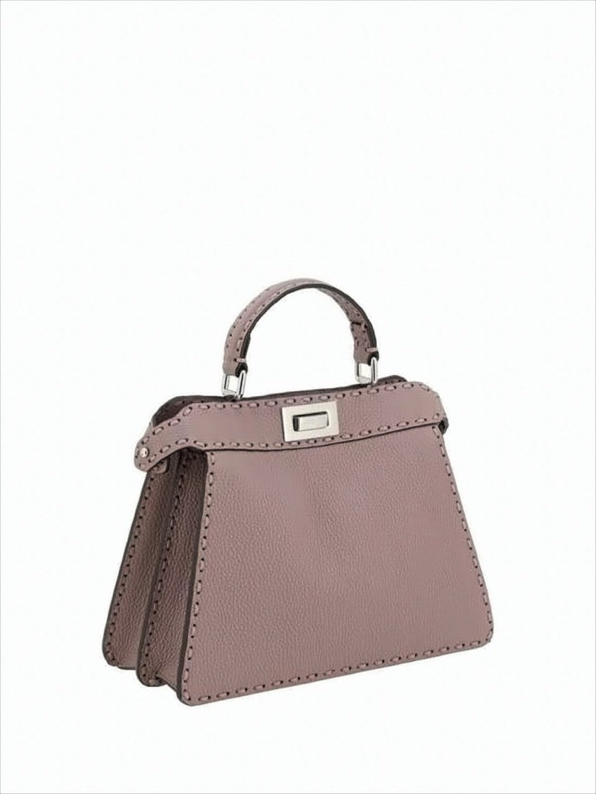 Fendi Textured Leather Shoulder Bag With Trapezoidal Silhouette