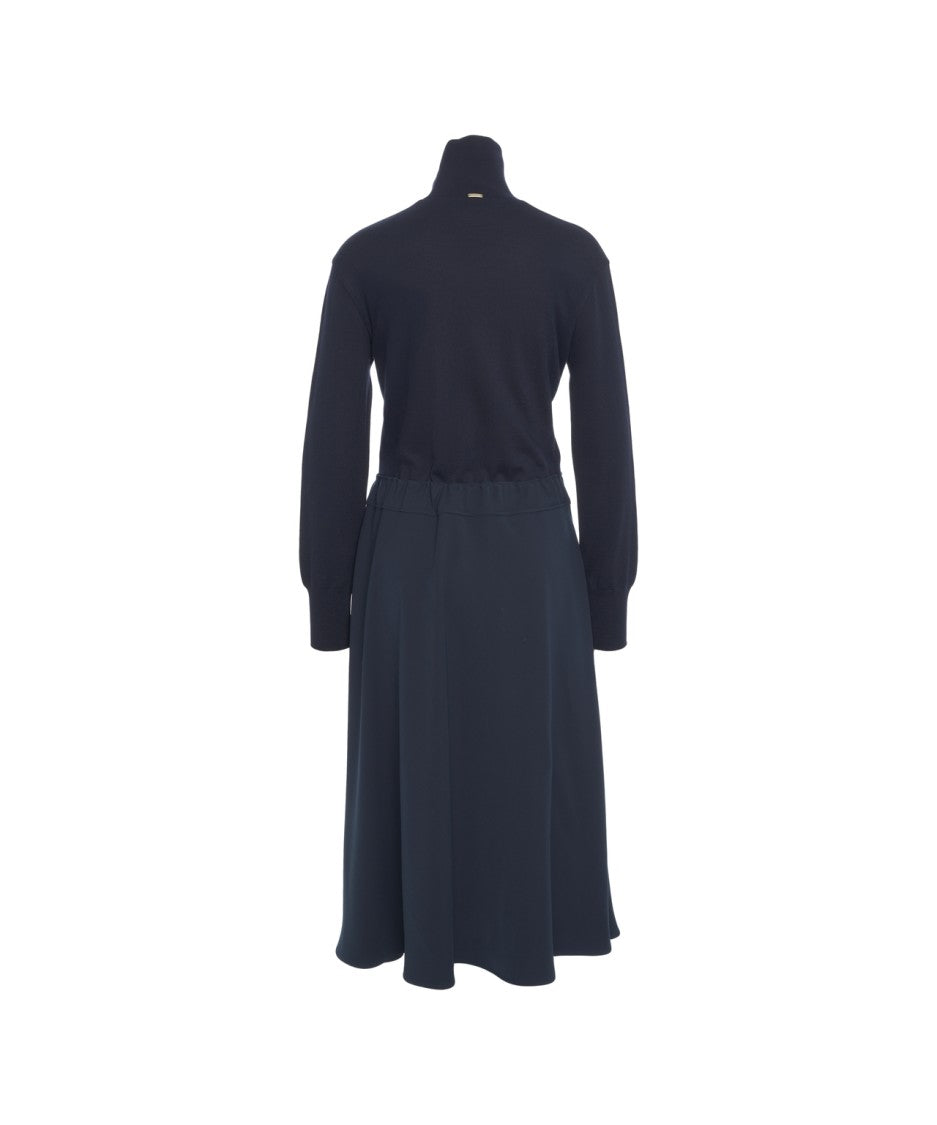 Herno Maxi Dress With High Collar And Adjustable Waist