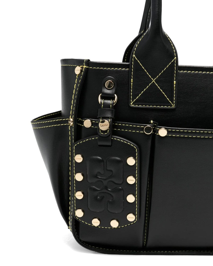 Ganni Compact Eco-Friendly Shoulder Bag With Elongated Handles