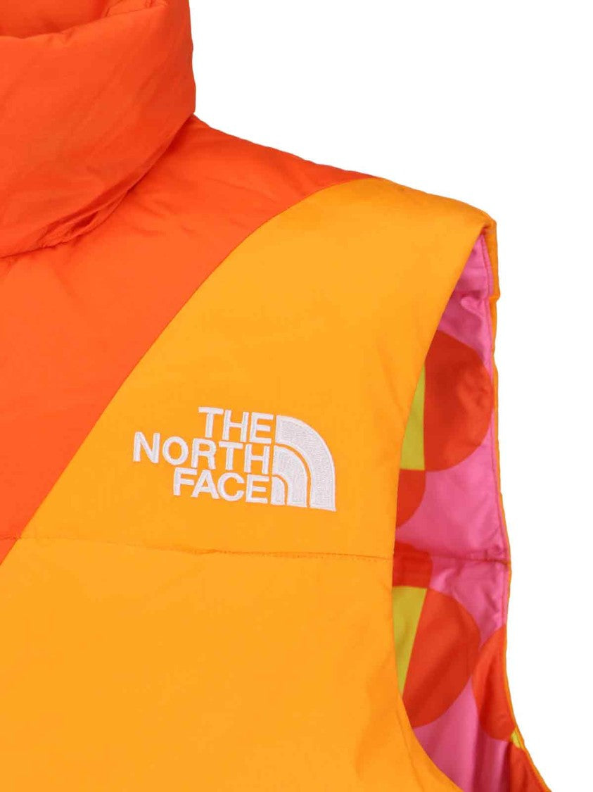 The North Face Two-Tone Padded Gilet In Orange And Yellow Nylon