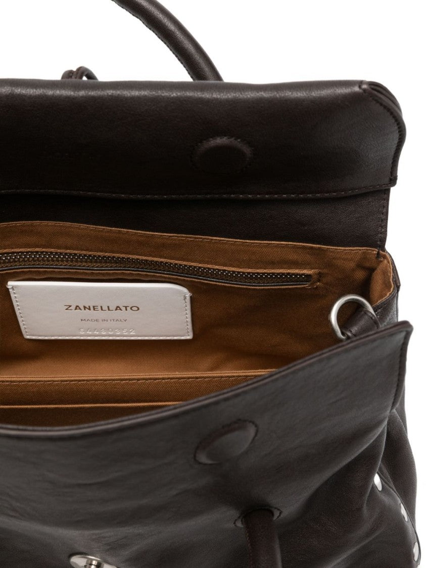 Zanellato Structured Brown Lamb Leather Shoulder Bag
