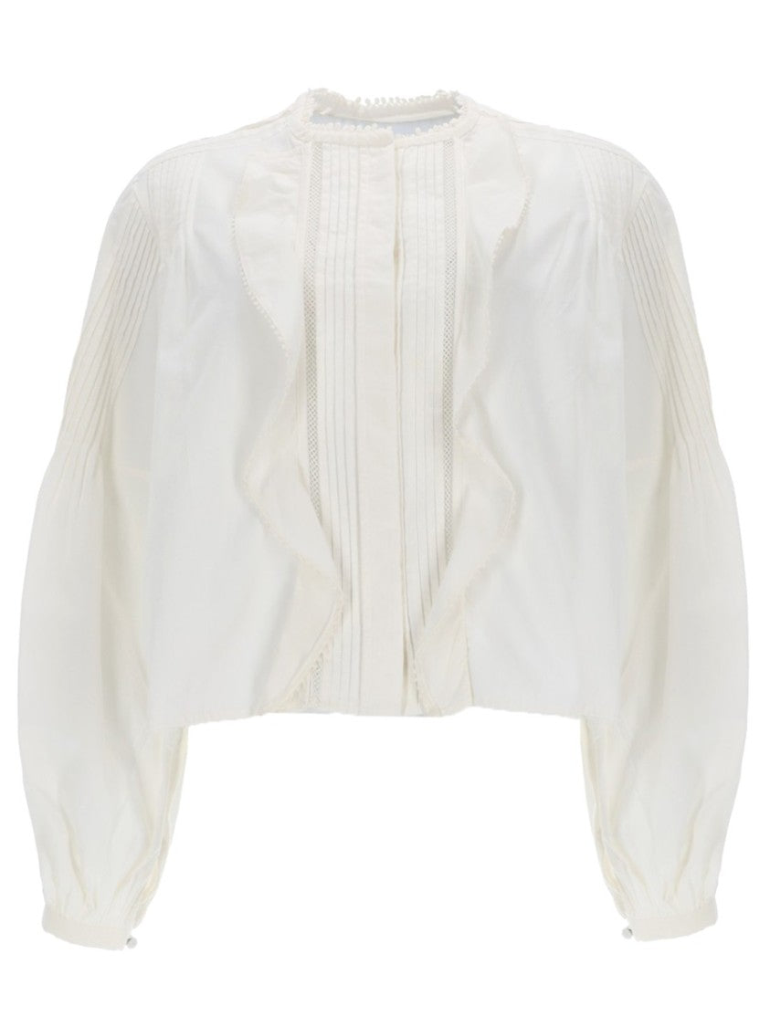 Isabel Marant Neutrals Cubraly Cropped Lace Insert Shirt
