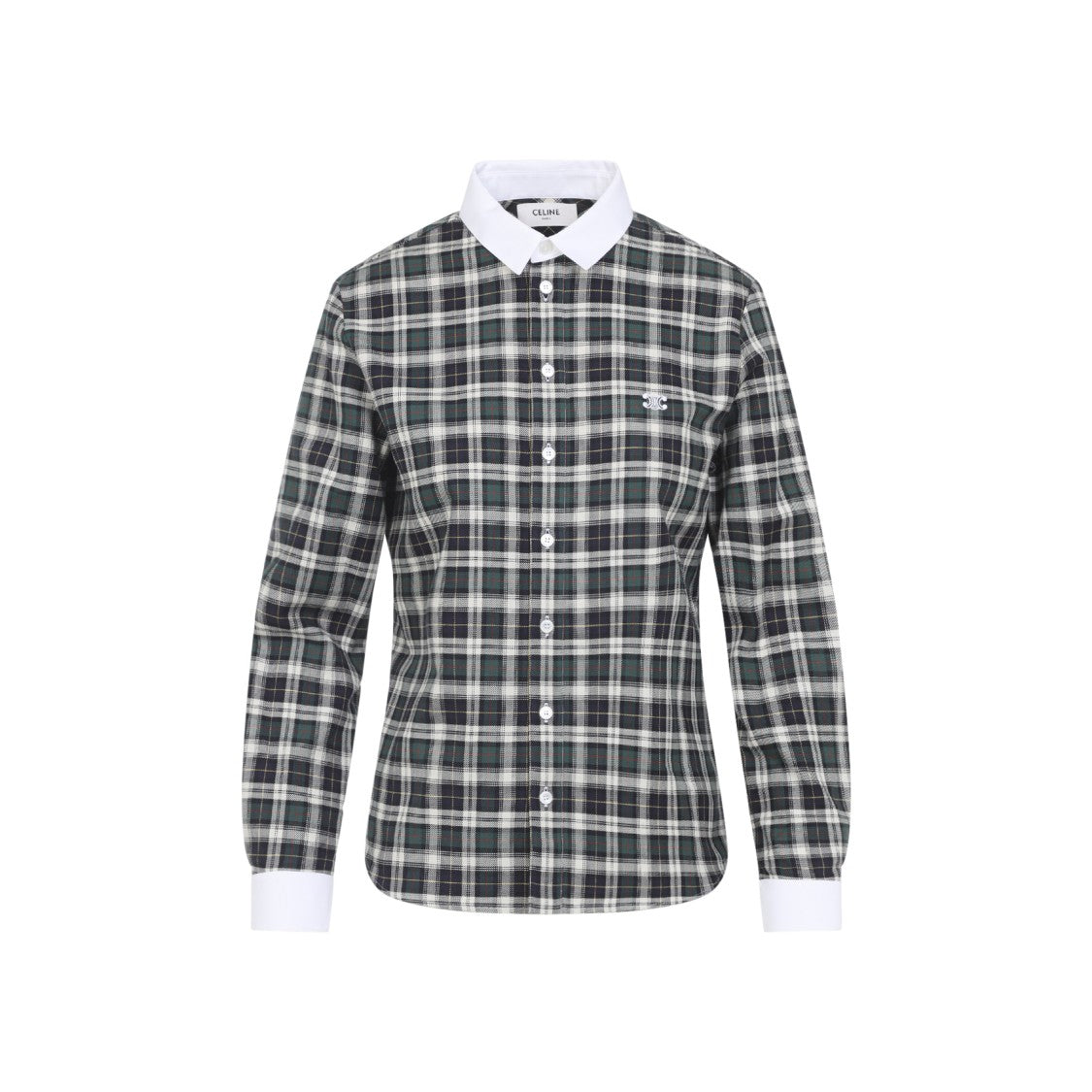 Celine Checkered Cotton Shirt With Contrasting White Details
