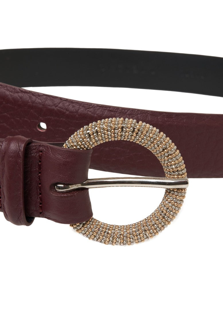 Orciani Burgundy Grained Leather Belt