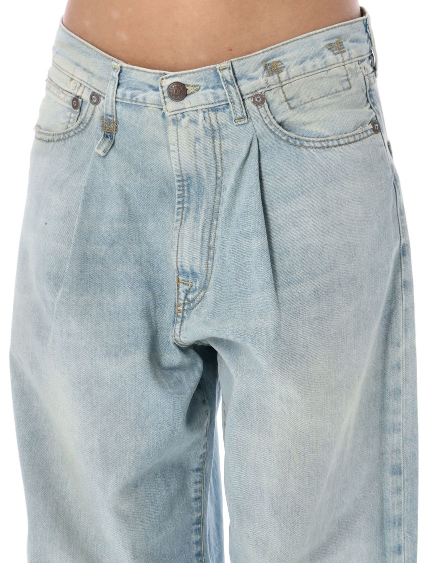 R13 Pleated Front Wide Leg Jean