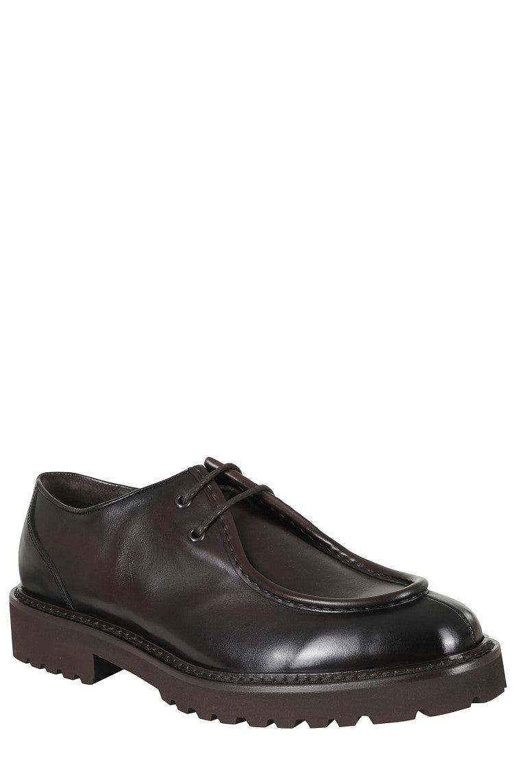 Doucal's Dark Brown Parabout Smooth Leather Lace-Up Derby Shoes