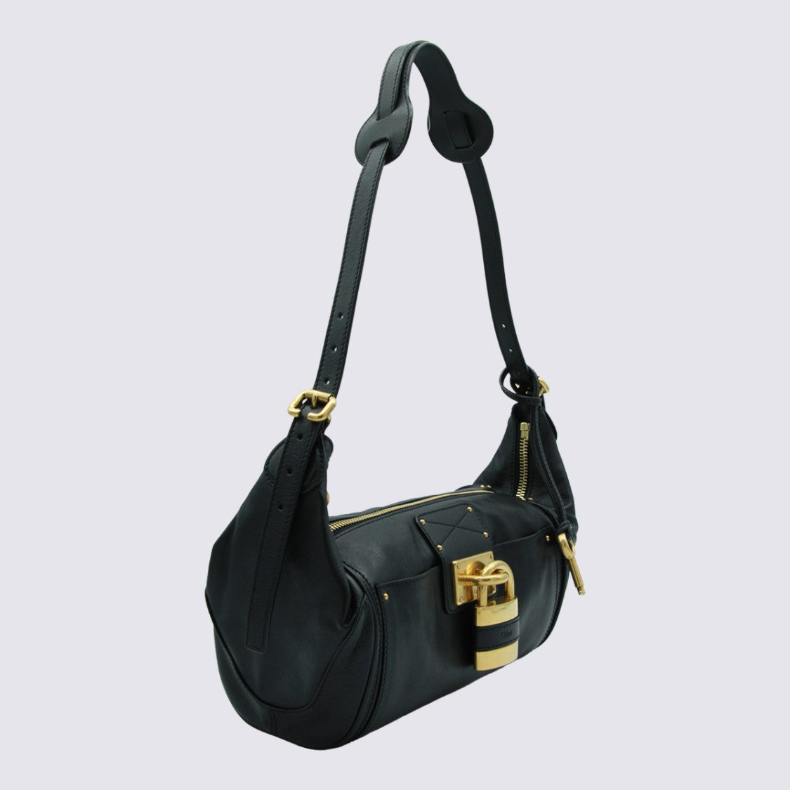 Chloé Sleek Structured Black Handbag With Gold Accents