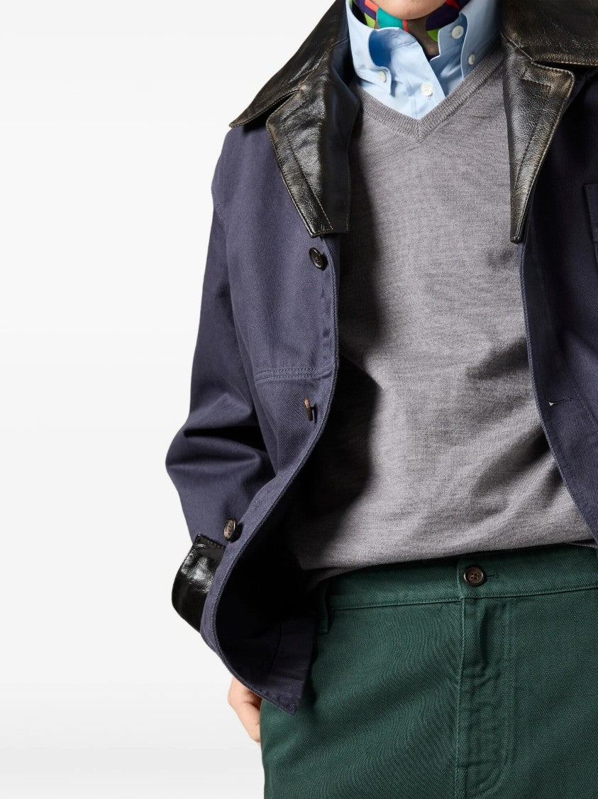Miu Miu Blue Boxy Multitude Pockets Jacket