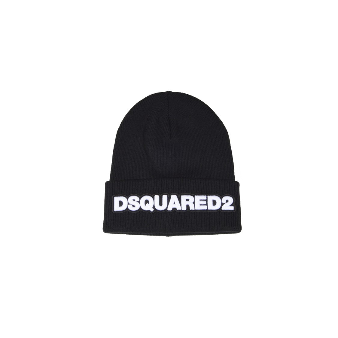 Dsquared2 Black Wool Hat With Logo Patch