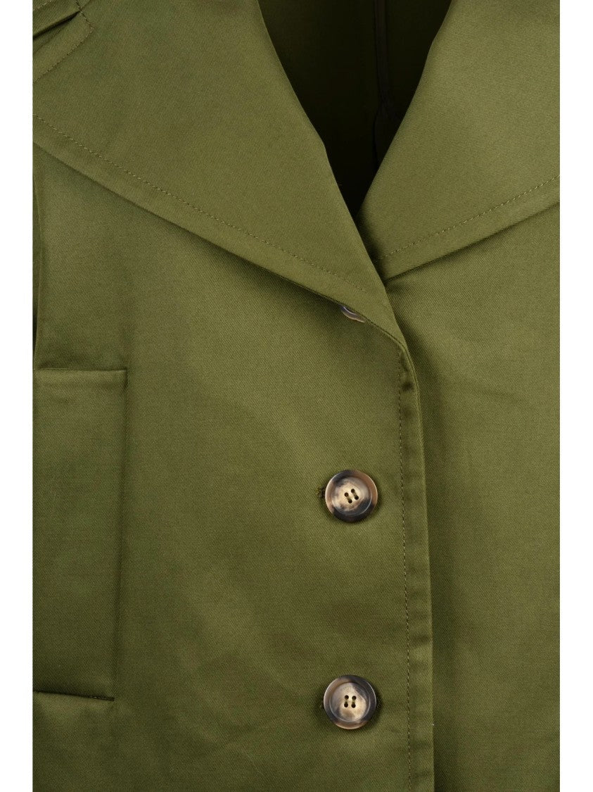 Max Mara Boxy Green Cotton Canossa Short Mantella