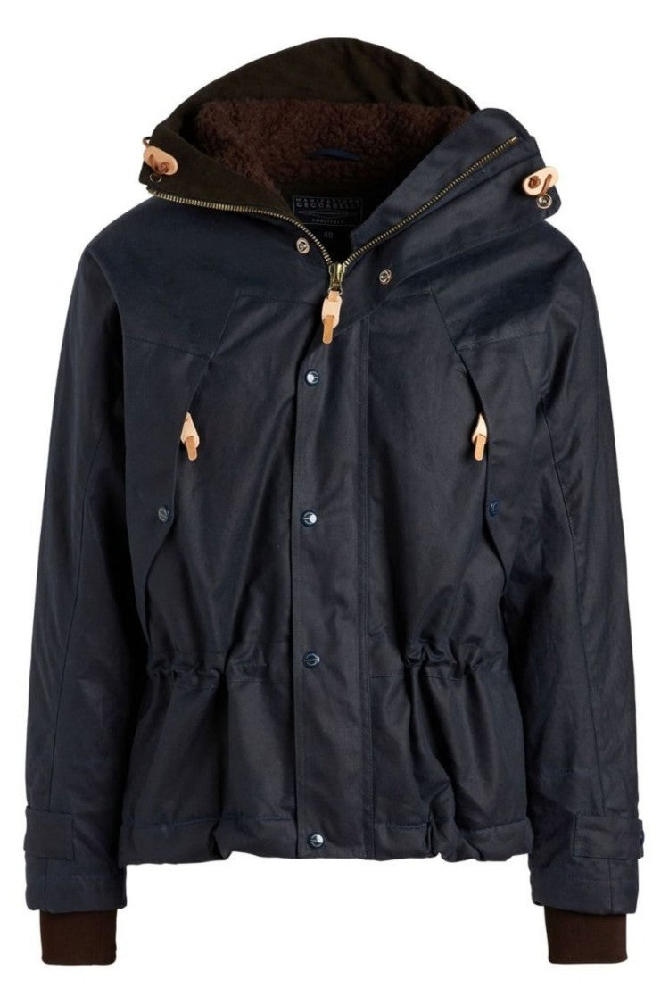 Manifatture Ceccarelli Navy Hooded Waxed Cotton Mountain Jacket