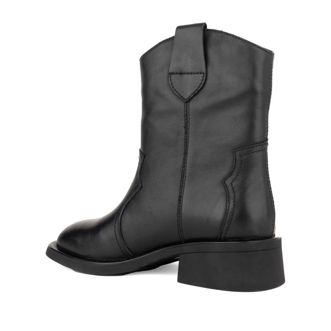 Linda Baumann Black Smooth Leather Block Heel Ankle Boots
