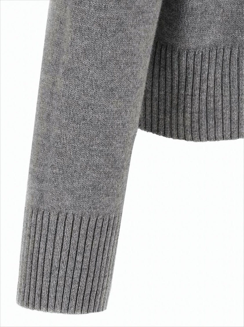Ami Grey Knit Sweater With V-Neckline