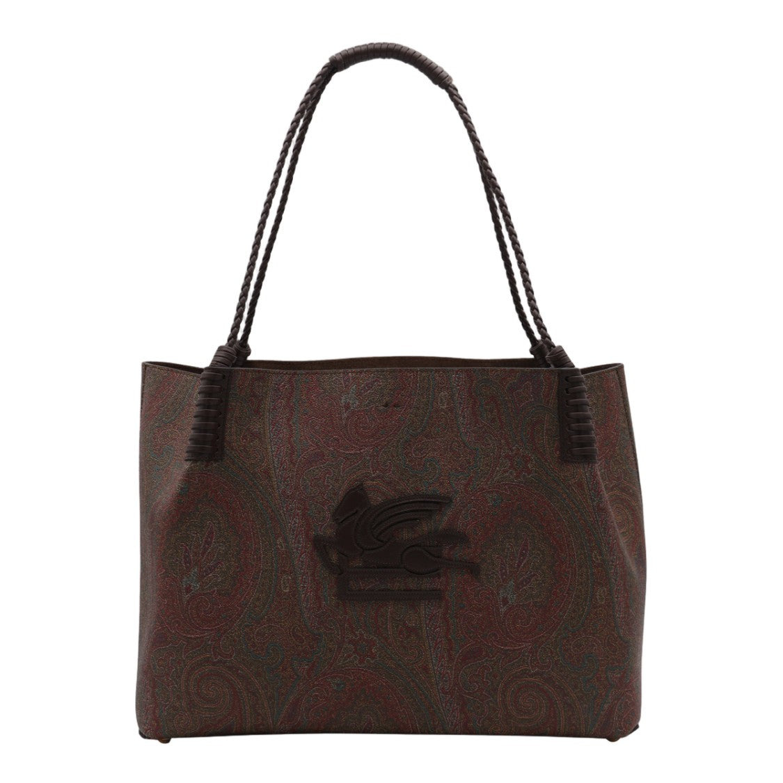 Etro Structured Dark Brown Paisley Tote Bag