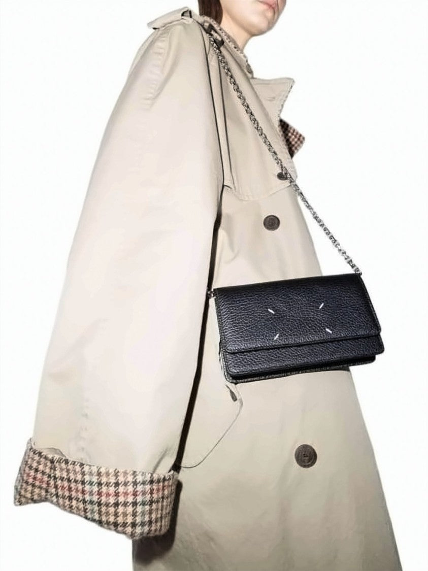 Maison Margiela Rectangular Crossbody Wallet With Silver-Tone Chain And Distinctive Stitches