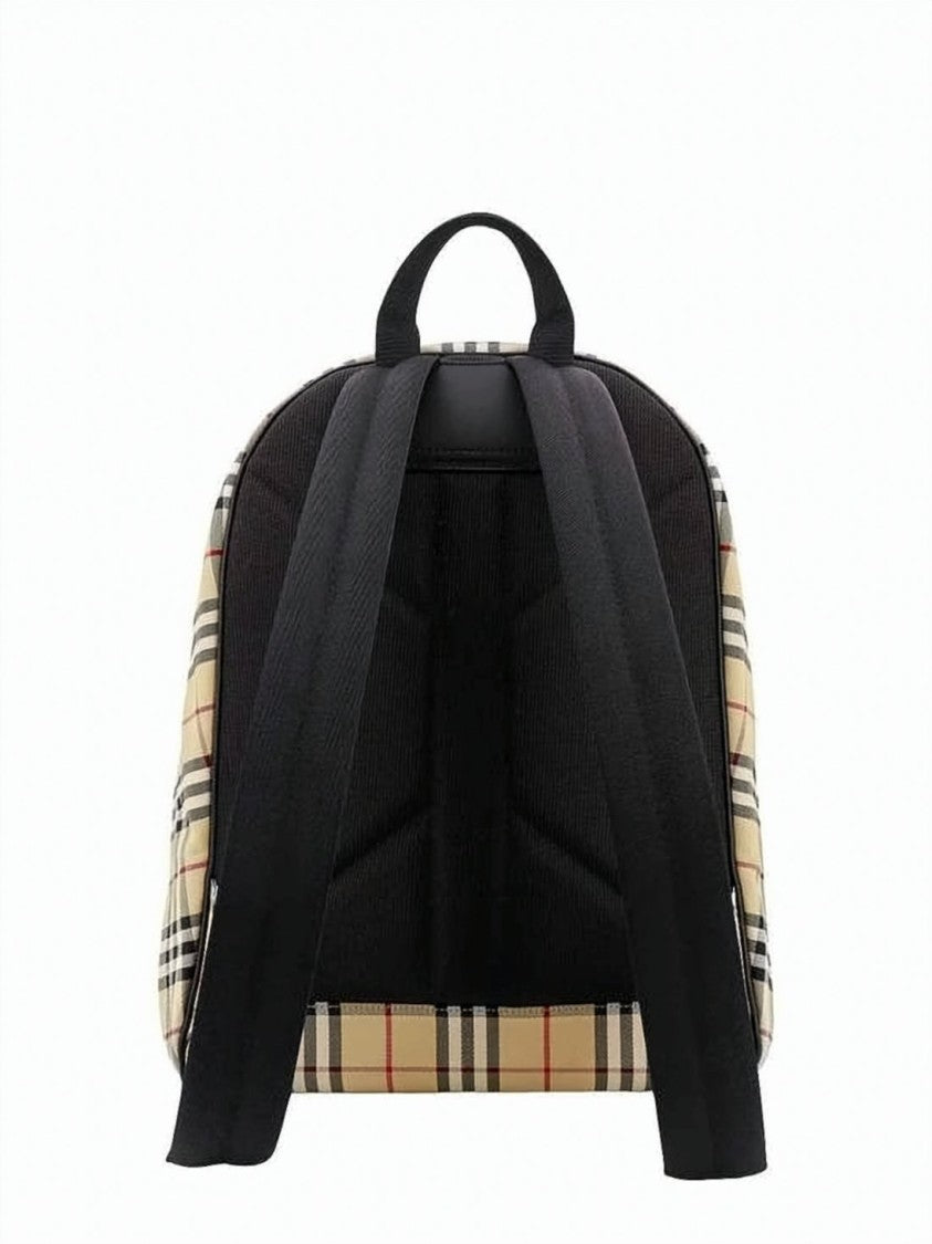Burberry Classic Check Pattern Backpack With Calfskin Accents