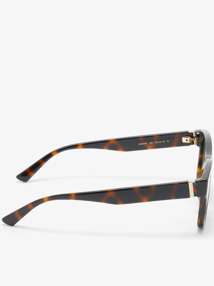 Gucci Brown Rectangular Tortoiseshell Amber Sunglasses
