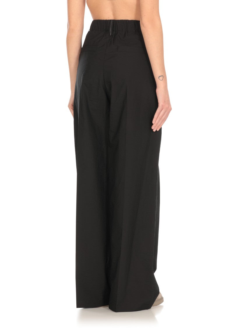 Brunello Cucinelli Wide-Leg Black Cotton Pants