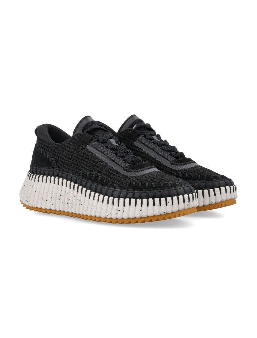 Chloé Hand-Stitched Mesh Sneakers With Contrasting Ridged Sole