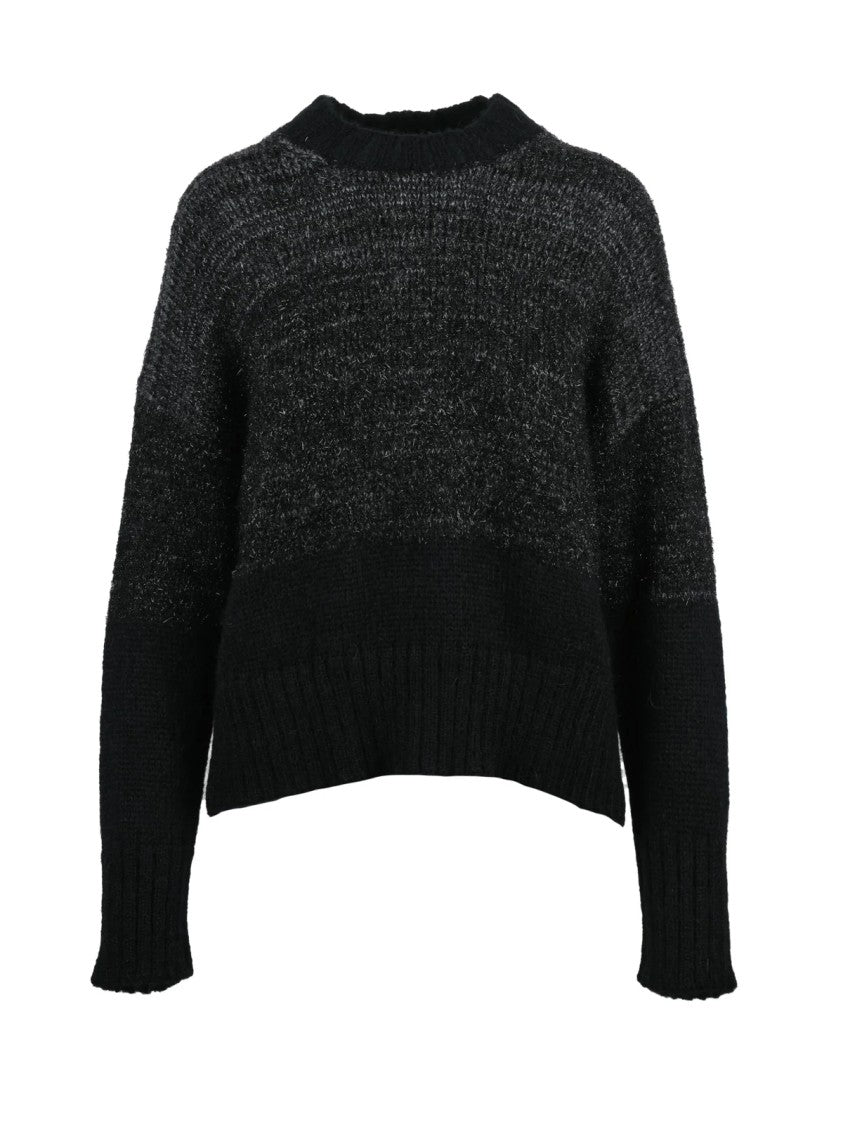 Alpha Studio Crew Neck Sweater With Lamé Threads And Textured Knit