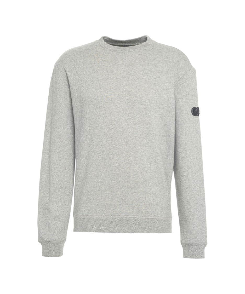 Alpha Tauri Classic Grey Crewneck Sweatshirt With Discreet Logo Patch