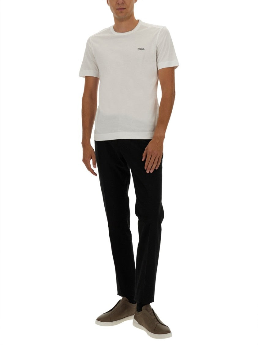 Zegna Short-Sleeve Crew Neck T-Shirt With Subtle Logo
