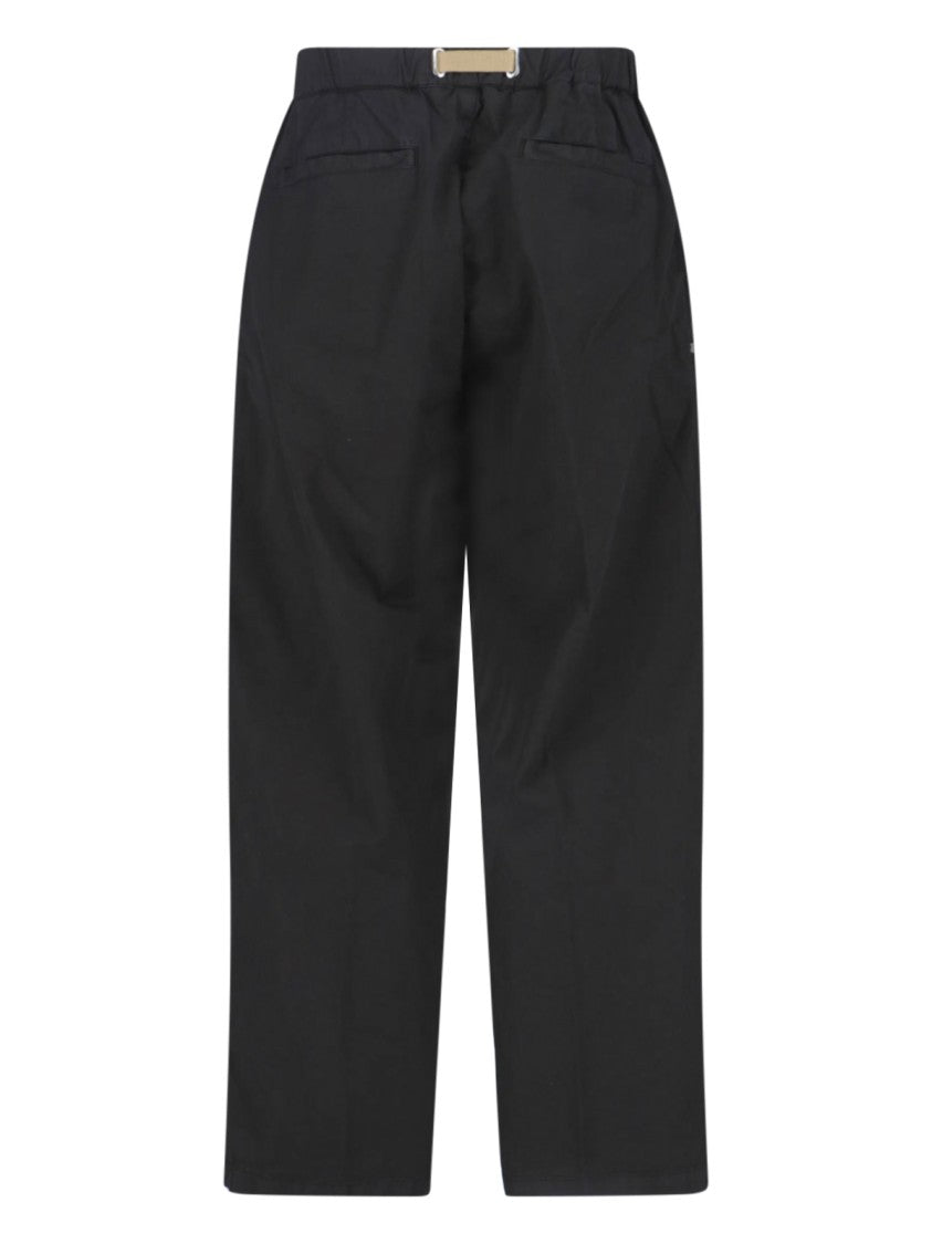 White Sand Mid-Rise Straight-Leg Pants With Adjustable Belt