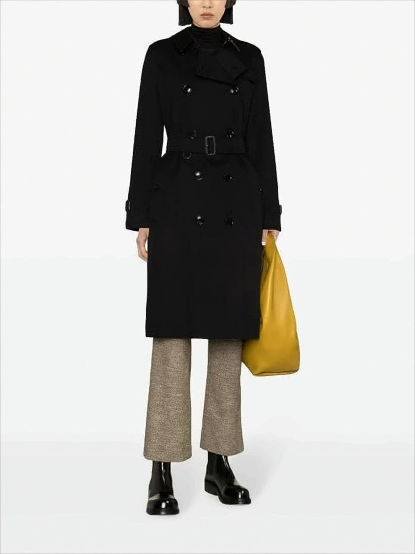 Burberry Double-Breasted Black Trench Coat With Belted Waist