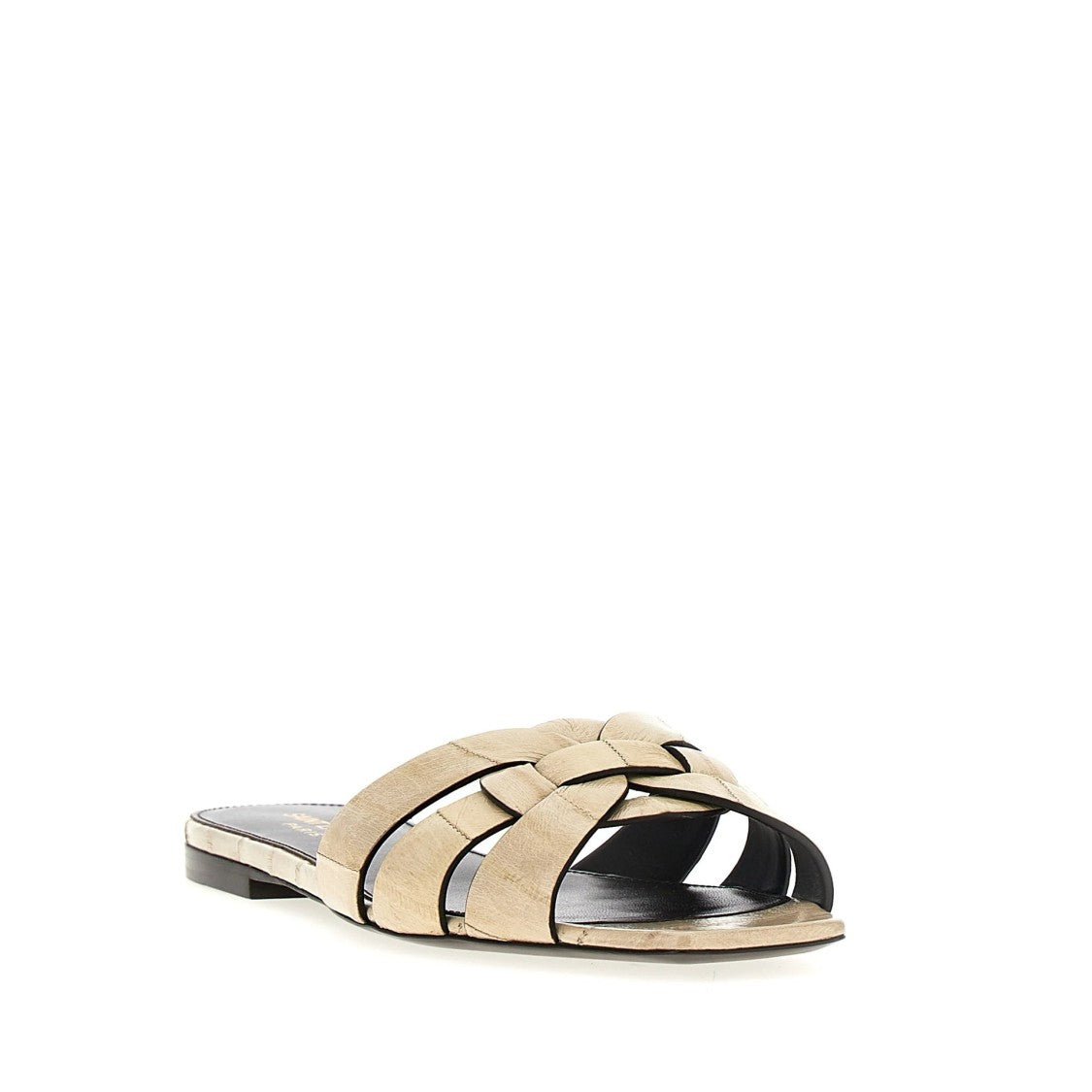 Saint Laurent Tribute Eel Leather Flat Sandals