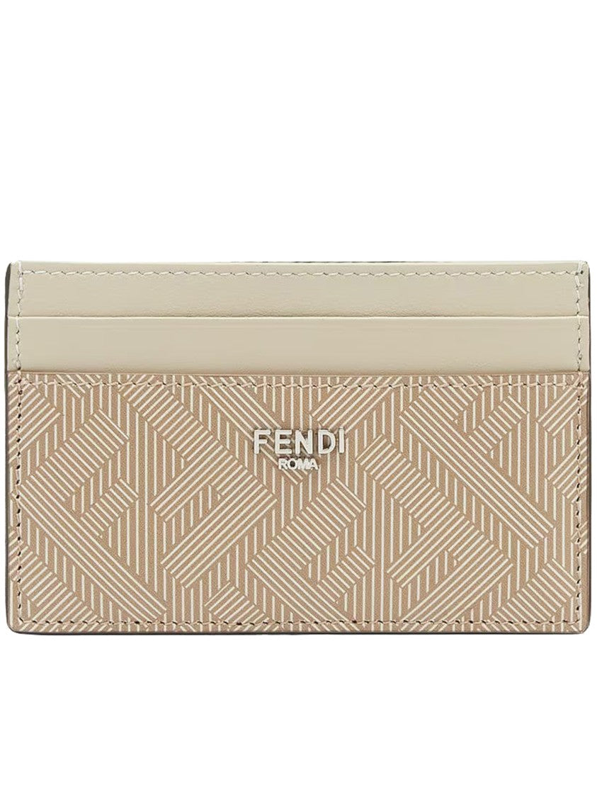 Fendi Shadow Ff Pattern Leather Metallic Card Case