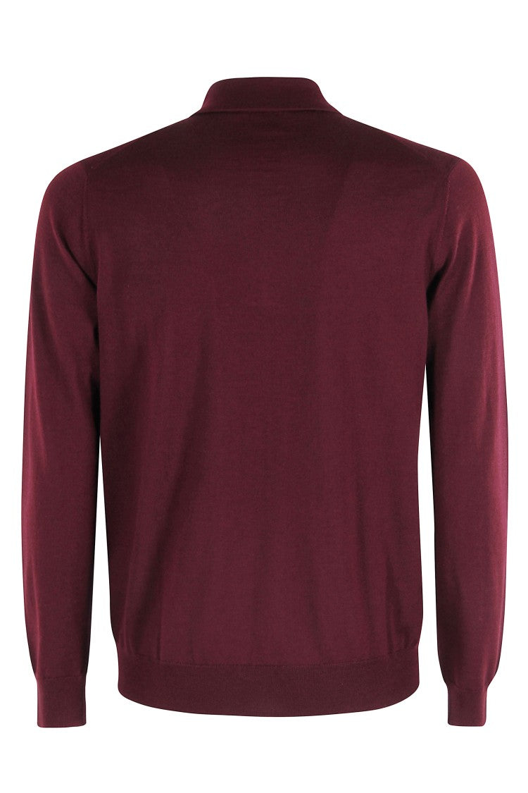Paolo Pecora Long-Sleeved Brown Polo Sweater With Classic Collar