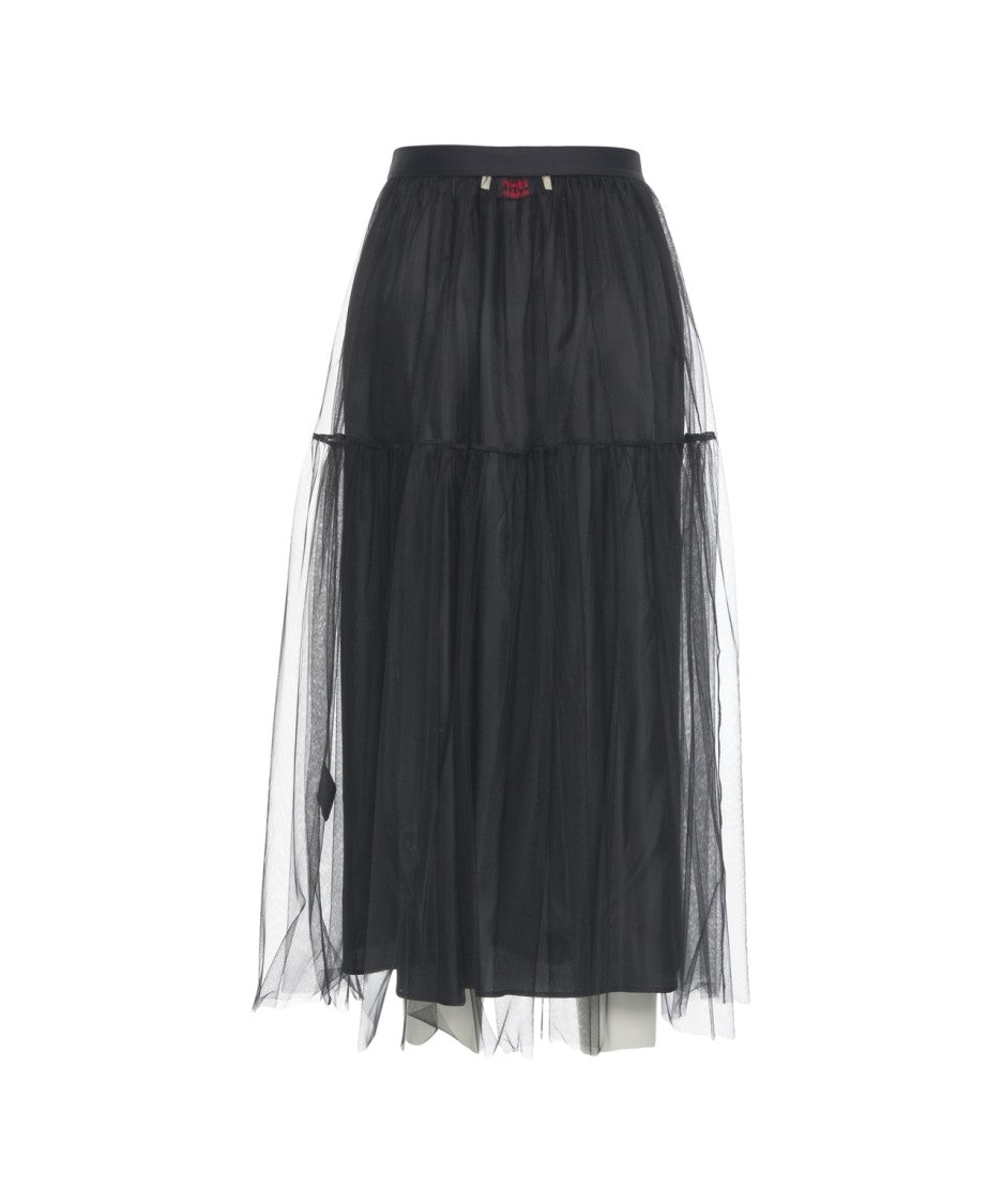 Jucca Maxi Tulle Skirt With Layered Design And Flowing Hem