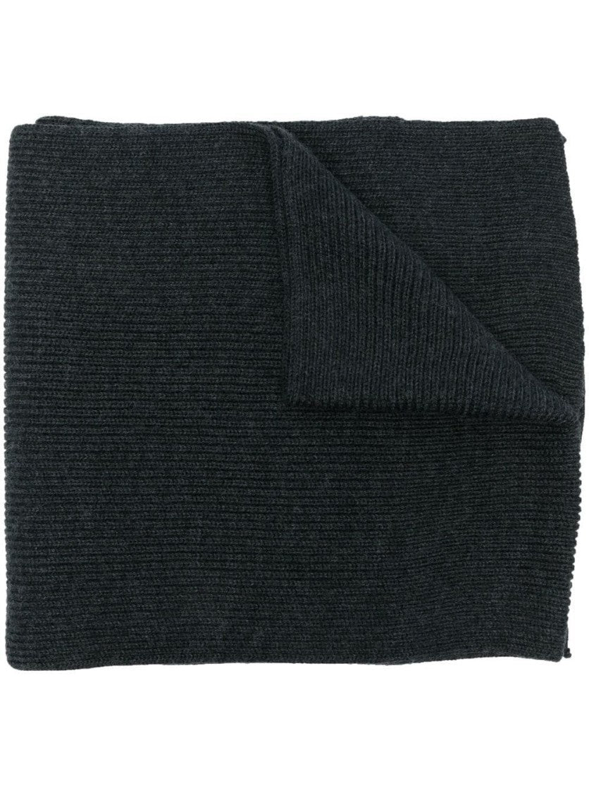 Polo Ralph Lauren Textured Knit Black Merino Wool Scarf