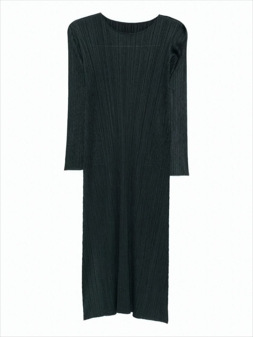 Pleats Please Pleated Midi Dress With Round Neckline